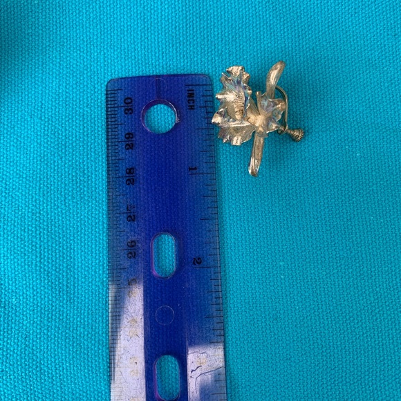 Vintage Sterling Orchid Earrings - Picture 3 of 4